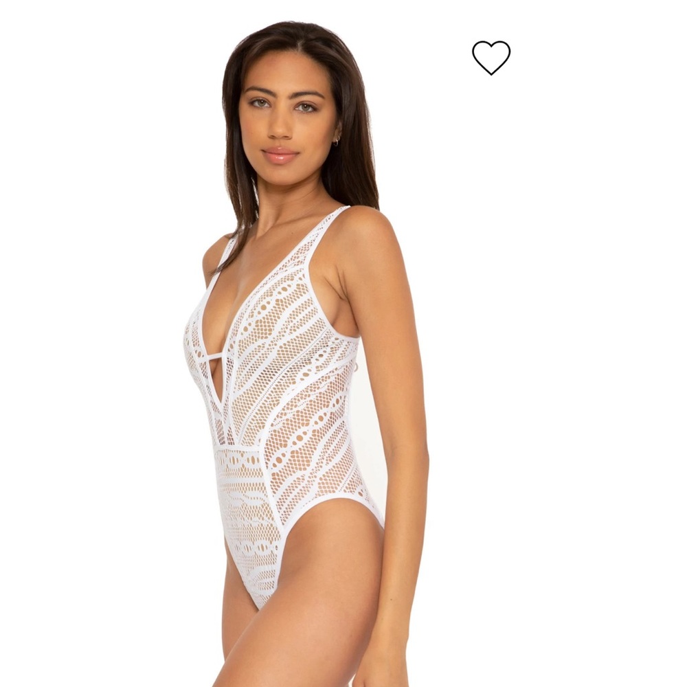 Everything But Water Becca Show & Tell Plunge One Piece Swimsuit White M